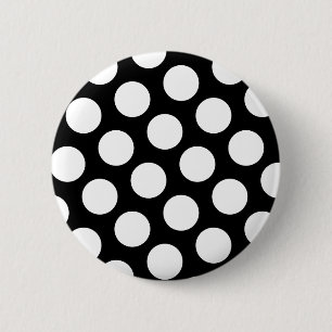 Grote Zwarte en Witte Stippen Ronde Button 5,7 Cm