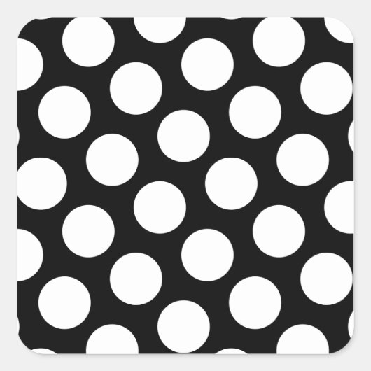 Grote Zwarte en Witte Stippen Vierkante Sticker (Voorkant)