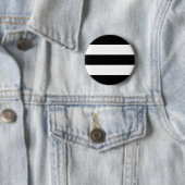 Grote Zwarte en Witte Strepen Ronde Button 5,7 Cm (In situ)