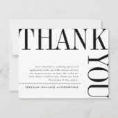 Grote zwarte en witte tekst bedankkaart (Voorkant)