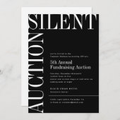 Grote zwarte en witte tekst Silent Auction Invitat Kaart (Voorkant / Achterkant)
