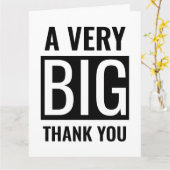 Grote zwarte en witte tekst, zeer hartelijk dank kaart (Gele Bloem)