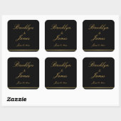 Grote Zwarte Gouden Elegante Trouwstickers Vierkante Sticker (Vel)
