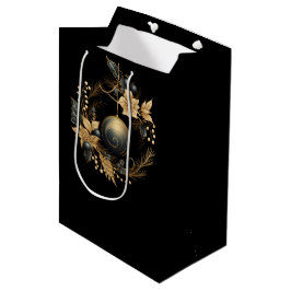 GROTE ZWARTE & GOUDEN KERSTORNAMENT MEDIUM CADEAUZAKJE