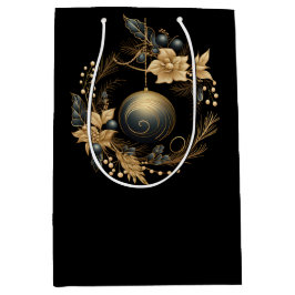 GROTE ZWARTE & GOUDEN KERSTORNAMENT MEDIUM CADEAUZAKJE