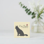 Grote zwarte hond illustratie redding en adopties vierkante visitekaartje (Staand voorkant)