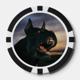 Grote, zwarte hond poker chips