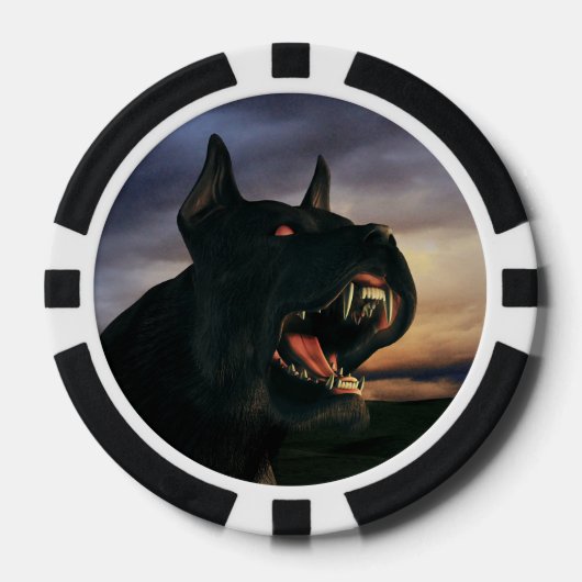 Grote, zwarte hond poker chips (Voorkant)