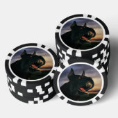 Grote, zwarte hond poker chips (Opstapeling)