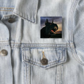 Grote, zwarte hond vierkante button 5,1 cm (In situ)