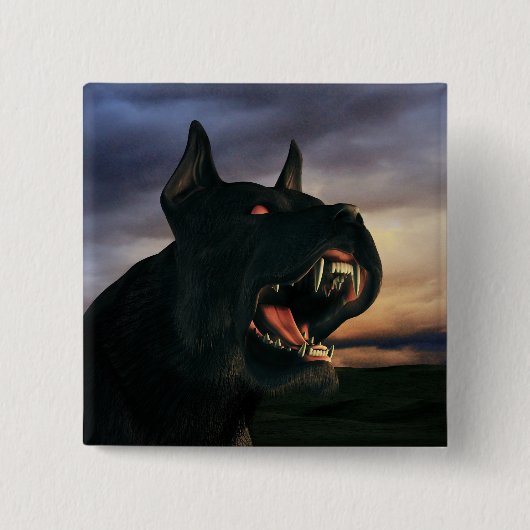 Grote, zwarte hond vierkante button 5,1 cm (Voorkant)