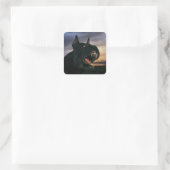 Grote, zwarte hond vierkante sticker (Tas)