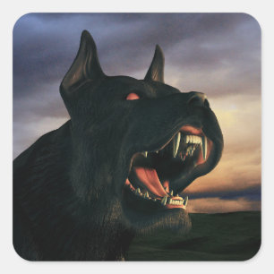 Grote, zwarte hond vierkante sticker