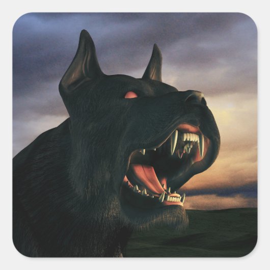 Grote, zwarte hond vierkante sticker (Voorkant)