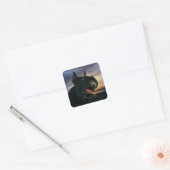 Grote, zwarte hond vierkante sticker (Envelop)