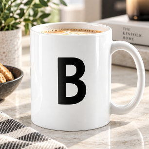 Grote zwarte initiaal minimalistische monogram koffiemok
