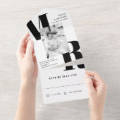 Grote zwarte Initialen typografie foto bruiloft All In One Uitnodiging (Afscheurbaar)