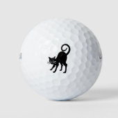 Grote zwarte kat golfbal set golfballen (Voorkant)