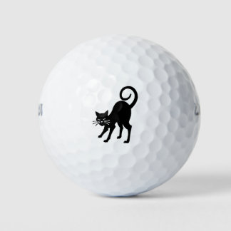 Grote zwarte kat golfbal set golfballen