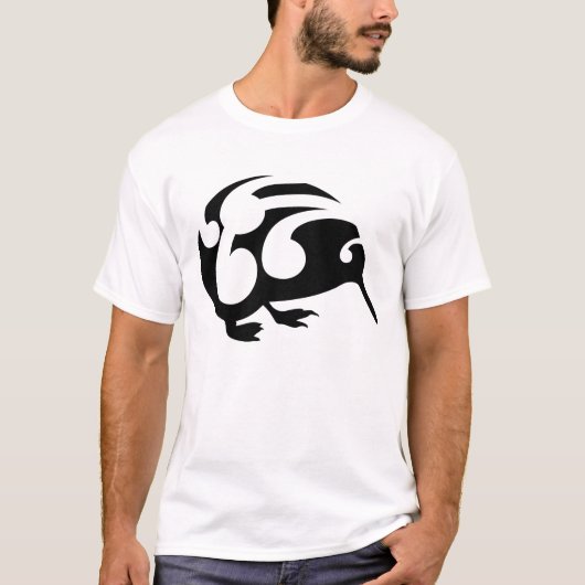 Grote zwarte kiwi op shirt (Voorkant)
