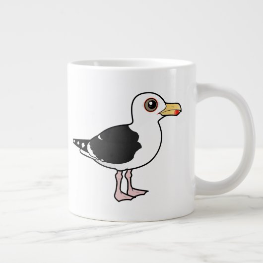 Grote zwarte meeuw grote koffiekop (Rechts)