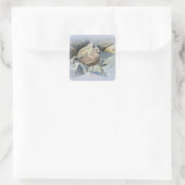 Grote zwarte meeuw vierkante sticker (Tas)