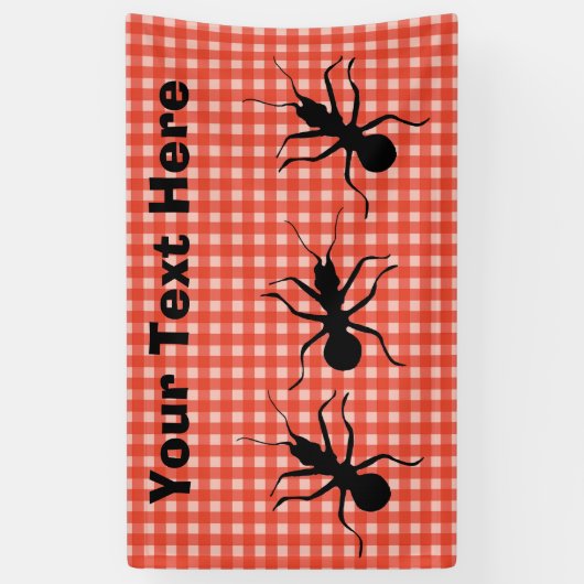 Grote zwarte mieren marching leuke picknick tafelk spandoek (Verticaal)