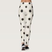 Grote zwarte polka stippen op Antiek wit Leggings (Achterkant)