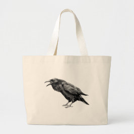 Grote zwarte Raven of Crow Halloween Gothic Spooky Tote Bag