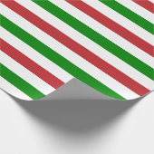 Grote zwarte rode, groene en witte strepen cadeaupapier (Hoek)