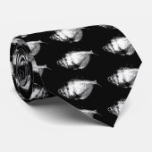 Grote Zwarte Rok Tetra Vis op Zwart Stropdas (Opgerold)