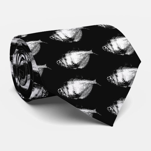 Grote Zwarte Rok Tetra Vis op Zwart Stropdas (Opgerold)