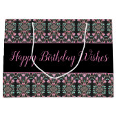 Grote zwarte roze en Blauwgroen papieren verjaarda Groot Cadeauzakje (Voorkant)