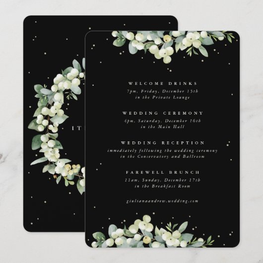 Grote zwarte sneeuwbes + eucalyptus trouwroute (Voorkant / Achterkant)