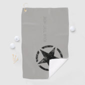 Grote zwarte ster Verdrukte Stijl met Tekst op een Golfhanddoek (Insitu)
