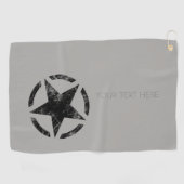 Grote zwarte ster Verdrukte Stijl met Tekst op een Golfhanddoek (Horizontaal)