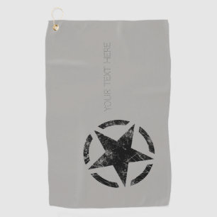 Grote zwarte ster Verdrukte Stijl met Tekst op een Golfhanddoek