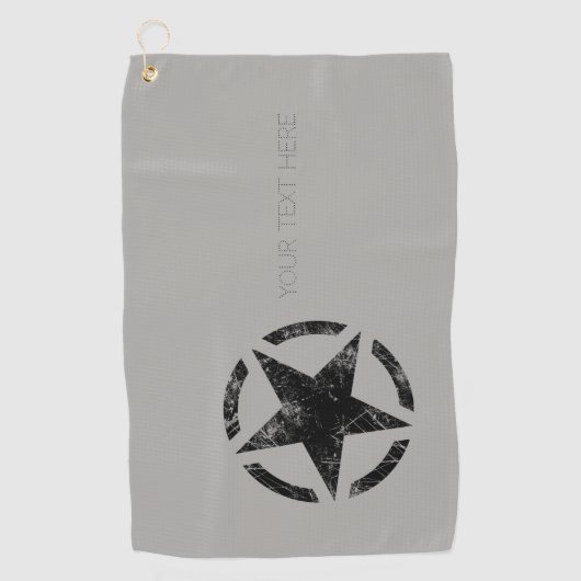 Grote zwarte ster Verdrukte Stijl met Tekst op een Golfhanddoek (Voorkant)