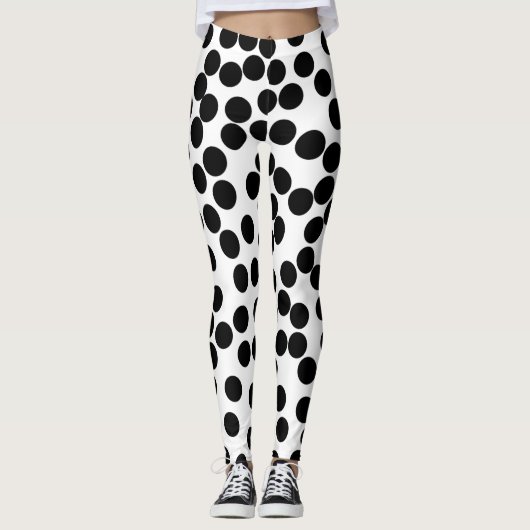 grote zwarte stippen op witte leggings (Voorkant)