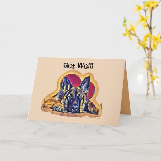 Grote zwarte Tan German Shepherd Puppy PopArt Kaart (Gele Bloem)