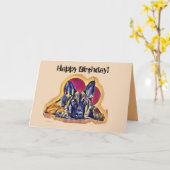 Grote zwarte Tan German Shepherd Puppy PopArt Kaart (Gele Bloem)