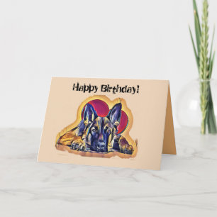 Grote zwarte Tan German Shepherd Puppy PopArt Kaart