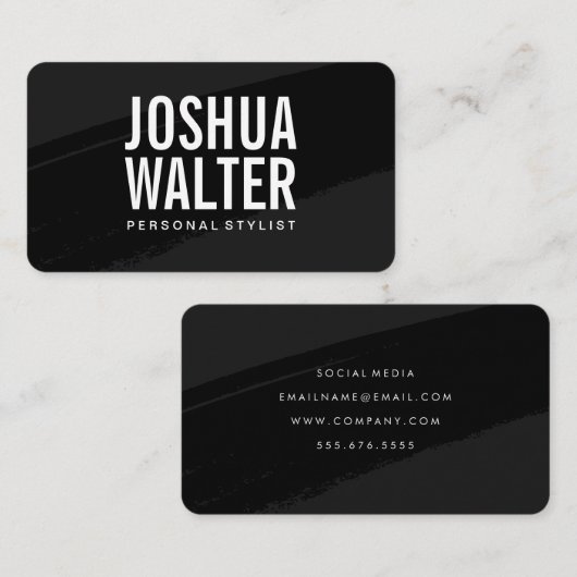 Grote zwarte tekst geborsteld visitekaartje (Voorkant / Achterkant)