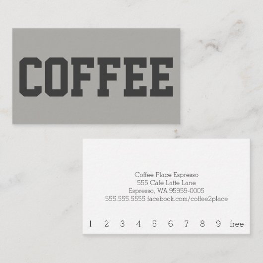 Grote zwarte tekst op witte Punch Loyalty Card (Voorkant / Achterkant)