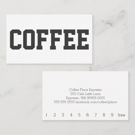 Grote zwarte tekst op witte Punch Loyalty Card (Voorkant / Achterkant)