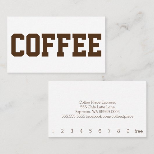 Grote zwarte tekst op witte Punch Loyalty Card (Voorkant / Achterkant)