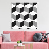 Grote zwarte vlek, wit en grijs canvas afdruk (Insitu (Woonkamer))