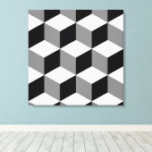 Grote zwarte vlek, wit en grijs canvas afdruk (Insitu (Houten vloer))