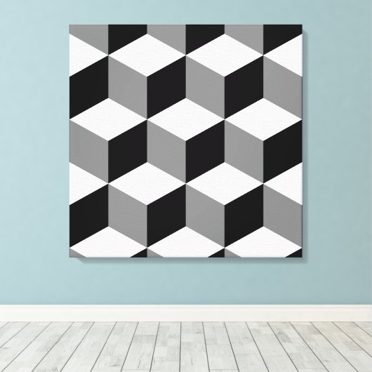 Grote zwarte vlek, wit en grijs canvas afdruk (Insitu (Houten vloer))