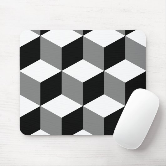 Grote zwarte vlek, wit en grijs muismat (Met muis)